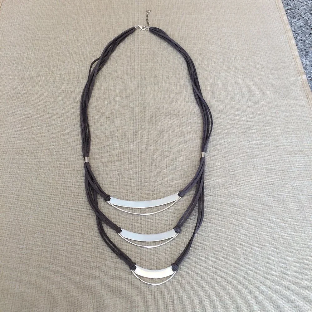 SILPADA LUXE LAYERS STERLING TRIPLE GREY/BLACK SUEDE COMPLIMENTS GALORE … - Picture 2 of 5